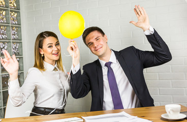 business team celebrating in the office