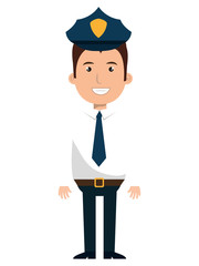 Police officer cartoon graphic design, vector illustration isolated icon.