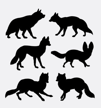 Fox and wolf silhouette. Good use for symbol, logo, web icon, mascot, sticker design, sign, game element, or any design you want.