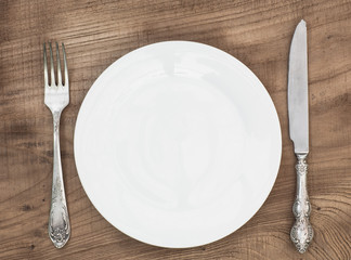 cutlery on a wooden table