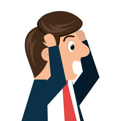 Worried businessman isolated cartoon, vector illustration graphic design.