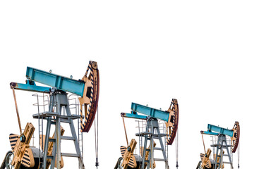 Oil pumps on white background. Isolation.