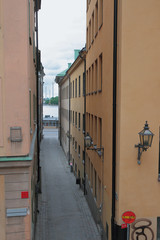Narrow city street. Stockholm, Sweden