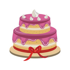 Delicious cake dessert isolated flat icon, vector illustration graphic.