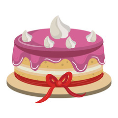 Delicious cake dessert isolated flat icon, vector illustration graphic.