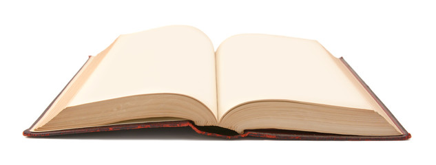 Hardback book, open with blank pages