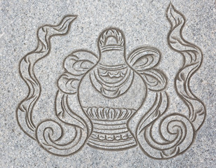 The Golden Treasure Vase sign, Tibetan one of eight  Auspicious Symbol engrave