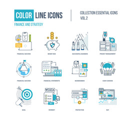 Color thin Line icons set.