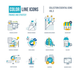 Color thin Line icons set.
