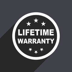 Flat design gray web lifetime warranty vector icon