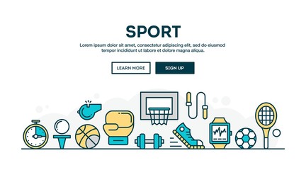 Sport, recreation, active lifestyle, colorful concept header