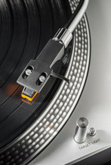 close up of turntable