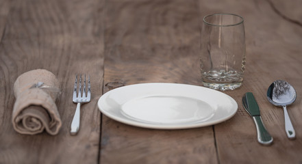 cutlery on a wooden table