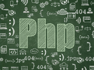 Software concept: Php on School board background