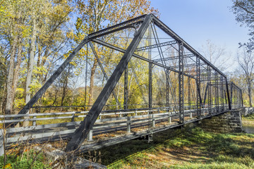 Rural Indiana Iron Bridge in Autumn