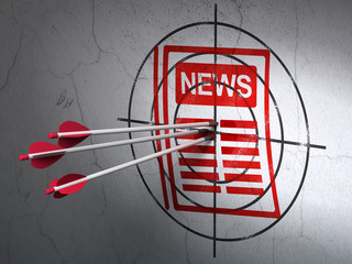 Obraz premium News concept: arrows in Newspaper target on wall background