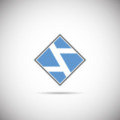 Blue and black vector logo on white background