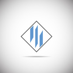 Blue and black vector logo on white background