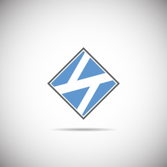 Blue and black vector logo on white background