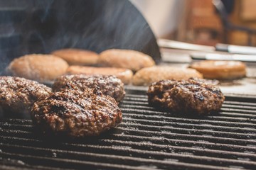 Hamburger on grill