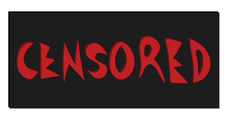 black label censored/ vector inscription censored of red letters on a dark background
