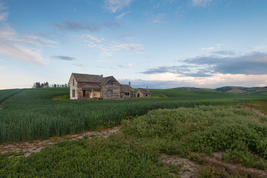 Abandoned house at dusk