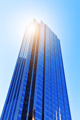 Looking up at skyscrapers in New York City