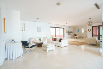 Fototapeta na wymiar Interior of a living room in a villa
