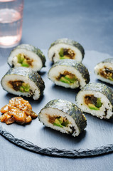 eggplant teriyaki vegan avocado cucumber sushi