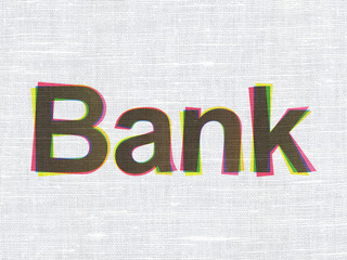 Money concept: Bank on fabric texture background