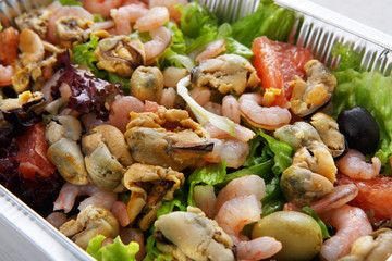 Healthy food in boxes, diet concept.