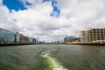 A view along the quays in Dublin City, Ireland

