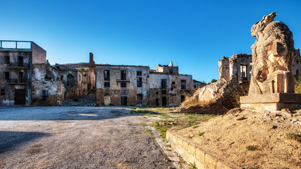 Fototapeta na wymiar Sicilian Ghost Town of Poggioreale in Italy, Europe