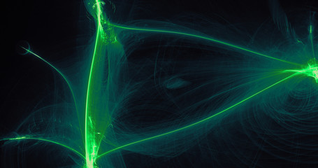 Abstract Green Curves Lines And Particle Pattern