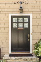 Front door of a brick house