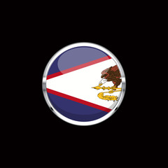 Obraz premium Vector flat style Territory of American Samoa state flag. Official design of American Samoa flag. Symbol with eagle and snake. Independence day, holiday, web button illustration template. Add text