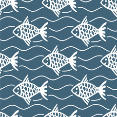 Fish seamless pattern marine 