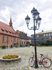 Fototapeta premium quiet place in old town of Nuremberg, Bayern in Germany