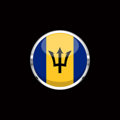 Vector flat style Barbados state flag. Official design of Barbados flag. Symbol with stripes and emblem. Independence day, holiday web button illustration template background. Add text