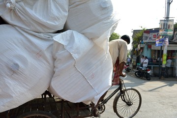 Fahrradtransport in Kalkutta, Indien