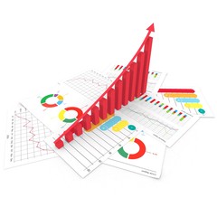 Graphs of financial analysis business stock invest market isolated 3d illustration - 115183565