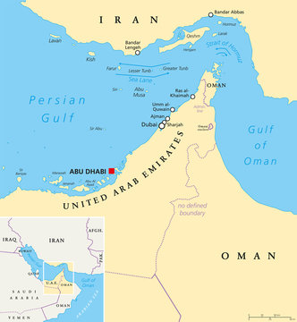 Strait Of Hormuz Map Strait Of Hormuz, Abu Musa And The Tunbs Political Map. Only Sea Passage From Persian Gulf To Arabian Sea. One Of The Most Strategically Important Choke Points In World. English Labeling. Illustration Strait Of Hormuz Map Strait Of Hormuz, Abu Musa And The Tunbs Political Map. Only Sea Passage From Persian Gulf To Arabian Sea. One Of The Most Strategically Important Choke Points In World. English Labeling. Illustration