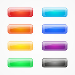 Set of rectangular colored web buttons