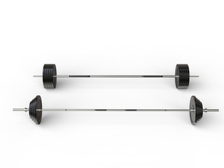 Olympic and barbell weights - top view - isolated on white background