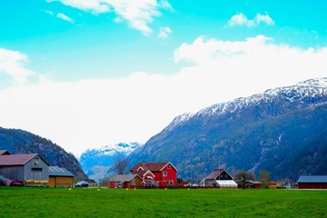 Panorama houses in the mountains