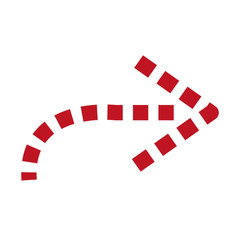 Fototapeta na wymiar Red cursor arrow isolated flat icon, vector illustration graphic.