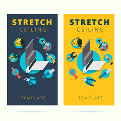 Stretch ceiling vector tools and worker business card concept 