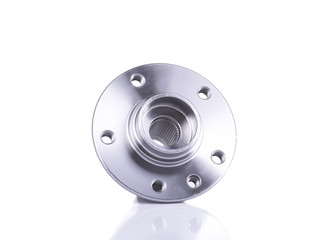 Car bearing hub isolated on white with reflection
