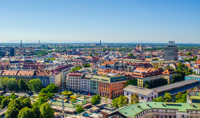 Fototapeta premium The Viktualienmarkt is a daily food market and a square in the center of Munich, Germany. The Viktualienmarkt developed from an original farmers' market to a popular market for gourmets.