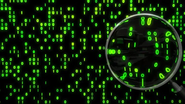 Data under magnifying glass binary spying spyglass 4k
